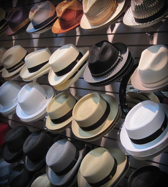 Wall of mens hats.