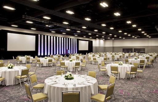 Exhibit Hall Space with Tables at the Sheraton Hotel