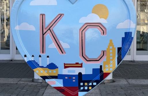 KC Heart with downtown skyline