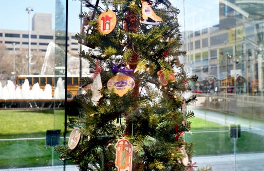 Christmas Tree displaying selection of Mayor's Christmas Tree Ornaments
