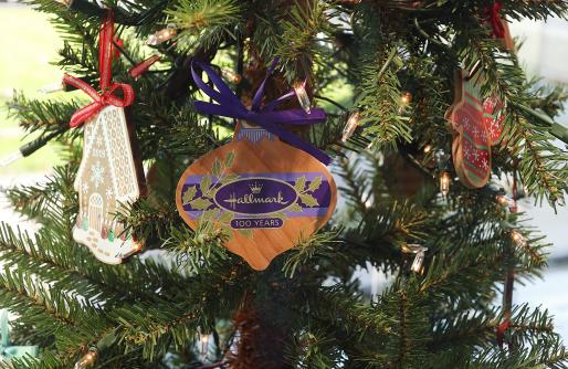 Close-up of Christmas Tree displaying selection of Mayor's Christmas Tree Ornaments