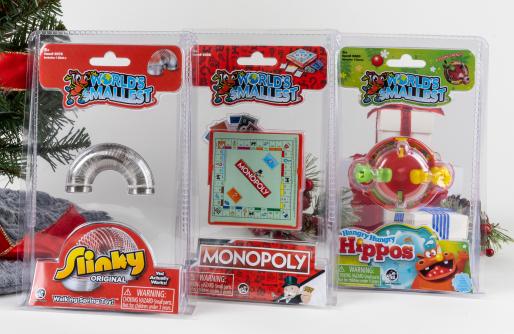Packaged Miniature Games, Slinky, Monopoly and Hungry Hippo