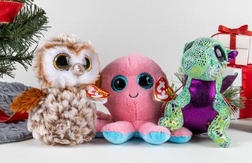 Plush Toys, Owl, Octopus and Dragon