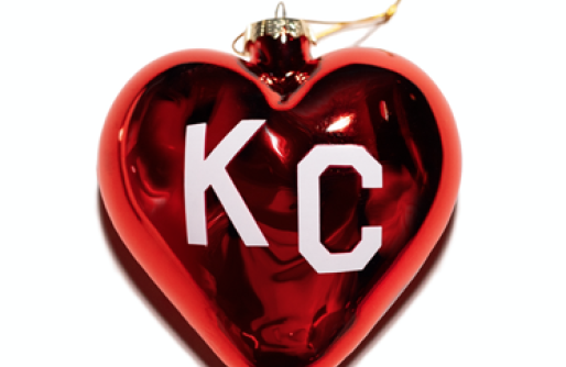Red Glass KC Heart Ornment