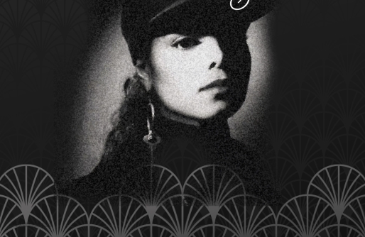 Image of woman in hat with hair pulled back, long earring, fan overlay