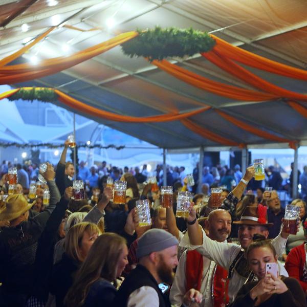 Oktoberfest Crowd Under Tent