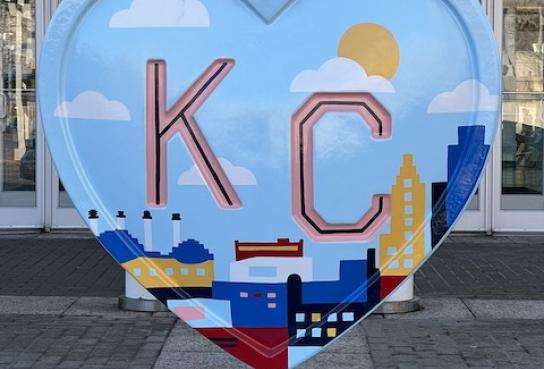 KC Heart with downtown skyline