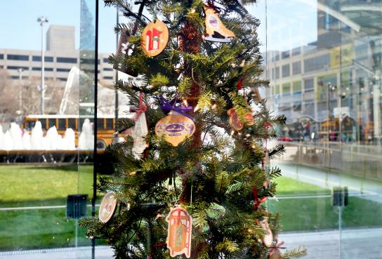 Christmas Tree displaying selection of Mayor's Christmas Tree Ornaments