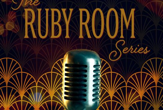Ruby Room Series Logo with Microphone in front of fan design