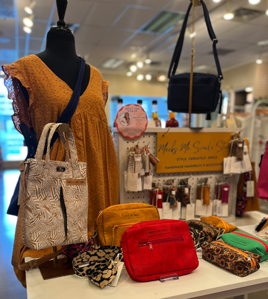 Display tables of goods from local artisans. 