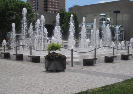 Crown Center Square Fountain Facing the SHops
