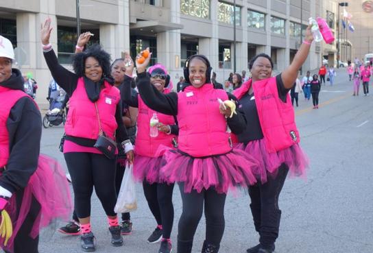 A gathering of participants in the Making Strides race.