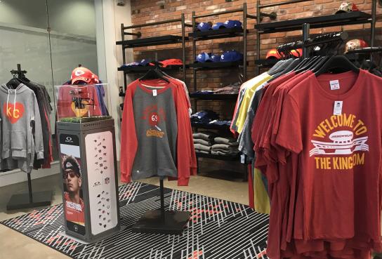 Kansas City themed hats, shirts and Sunglasses