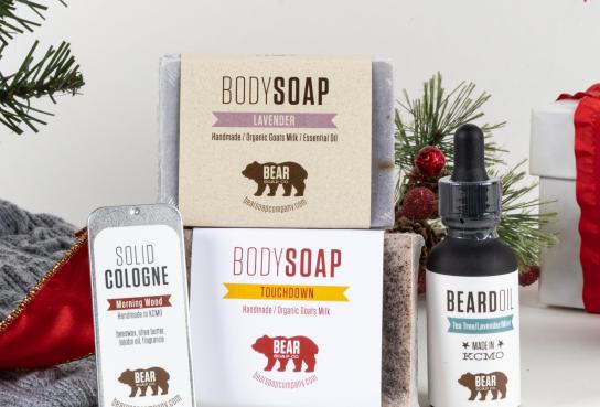 Variety of Bear Soap Company body care products