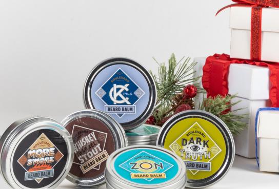 Variety of tins of beard balm by boulevard