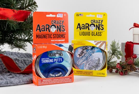 Crazy Aaron's Thinking Putty in Packaging, Magnetic Storms and Liquid Glass