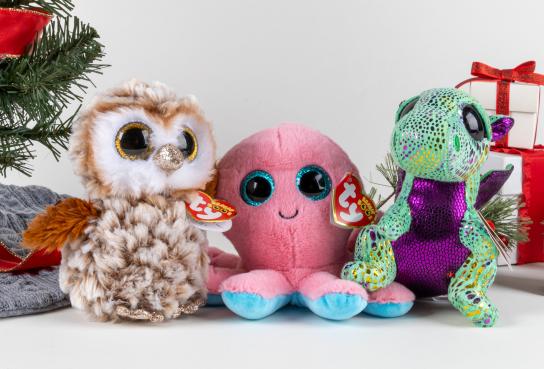 Plush Toys, Owl, Octopus and Sparkly Dragon