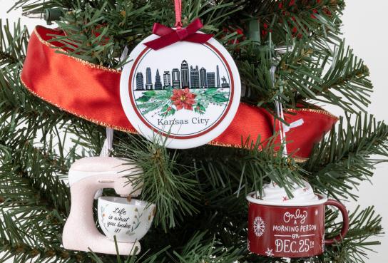 Kansas City Scene Ornament, Mixer Ornament Cocoa Mug Ornament