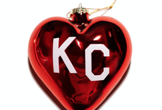 Red Glass Heart Ornament with KC