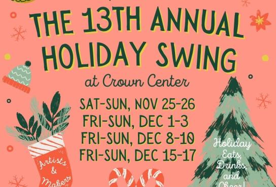 Holiday Swing Schedule with Illustrations of Tree, Stocking and Hat